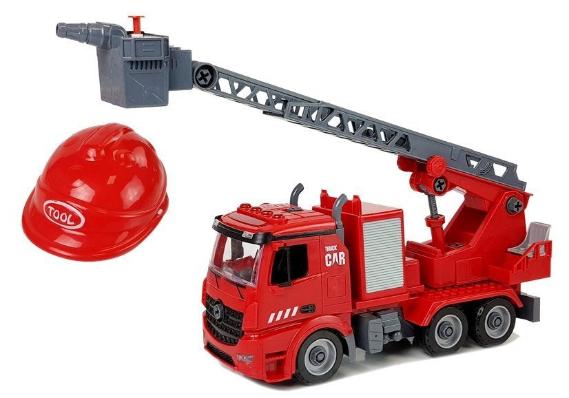 Camião bombeiros DIY 2 em 1 com ferramentas luz som capacete