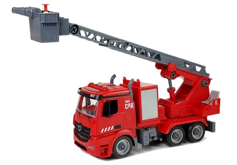 Camião bombeiros DIY 2 em 1 com ferramentas luz som capacete