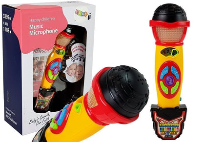 Microfone karaoke amarelo preto gravação