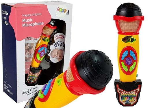 Microfone karaoke amarelo preto gravação