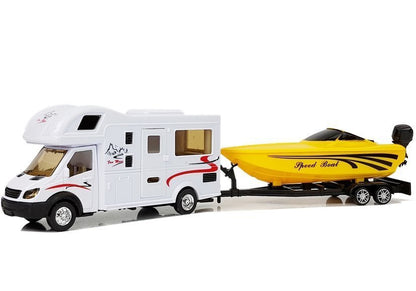 Autocaravana com barco amarelo fricção 1:48