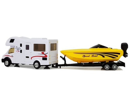 Autocaravana com barco amarelo fricção 1:48