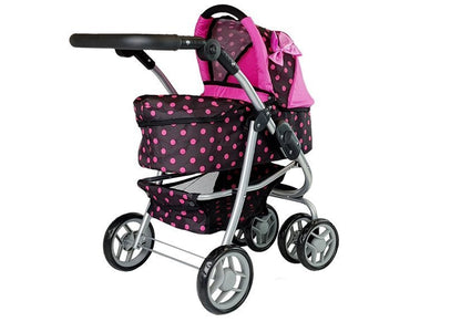 Carrinho boneca 2 em 1 preto rosa