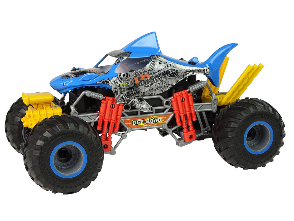 Carro telecomandado tubarão todo-o-terreno 1:10 azul 2.4G 15 km/h vapor