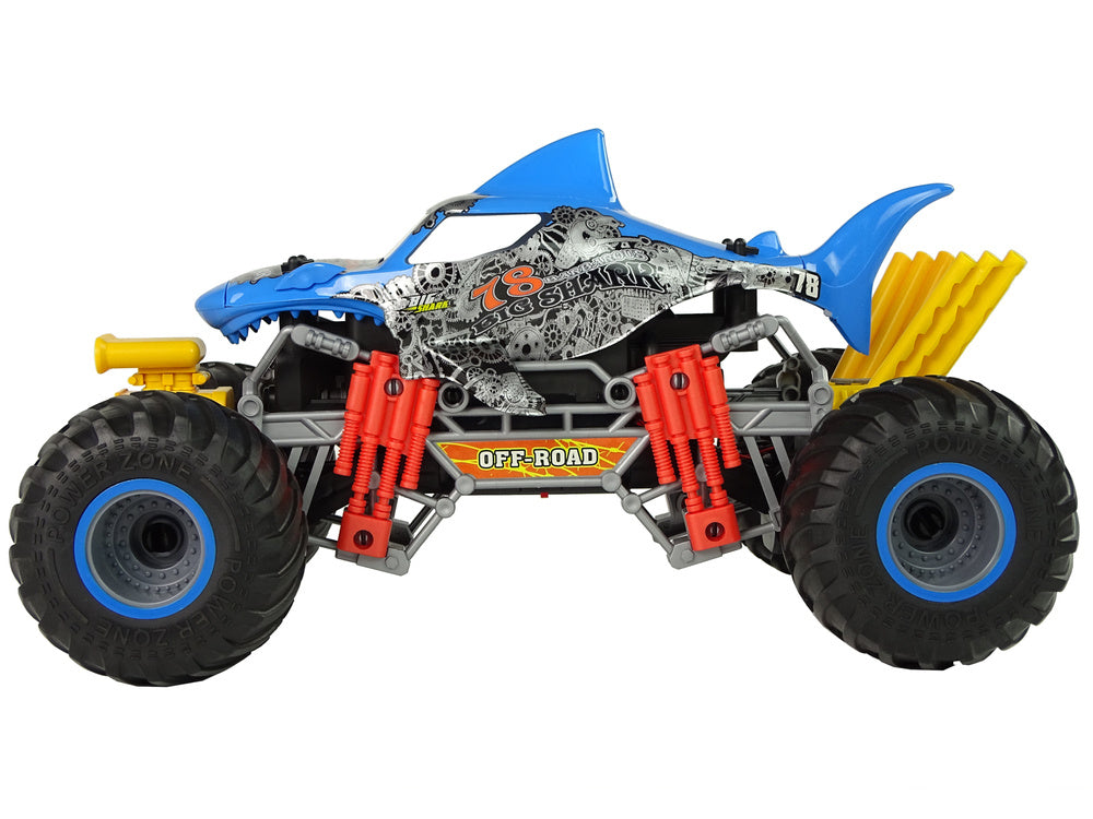 Carro telecomandado tubarão todo-o-terreno 1:10 azul 2.4G 15 km/h vapor