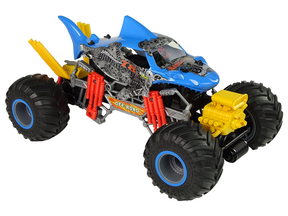 Carro telecomandado tubarão todo-o-terreno 1:10 azul 2.4G 15 km/h vapor