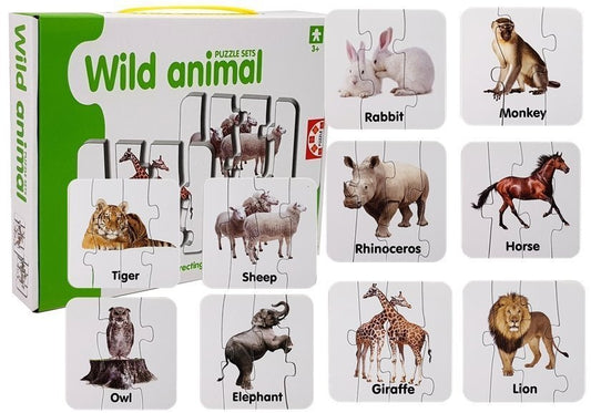 Puzzle educativo animais selvagens inglês 10 ligações