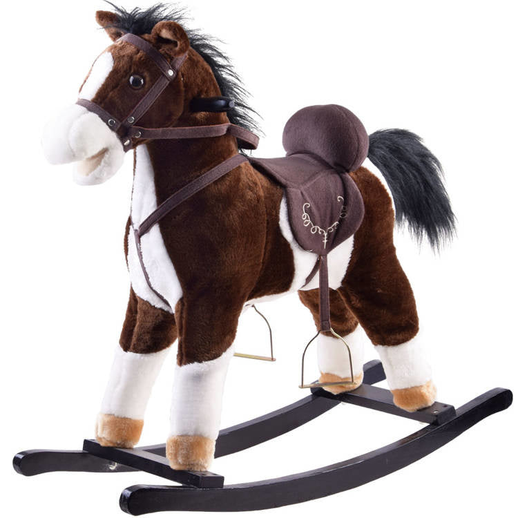 Cavalo saltitante com som 73x28x70 cm castanho escuro