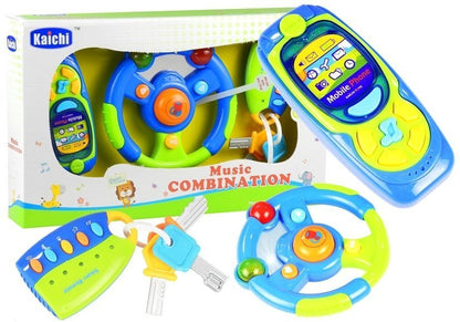 Conjunto bebé chaves volante telemóvel