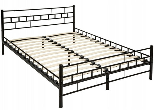 Cama metálica 180 x 200 cm preta com estrado