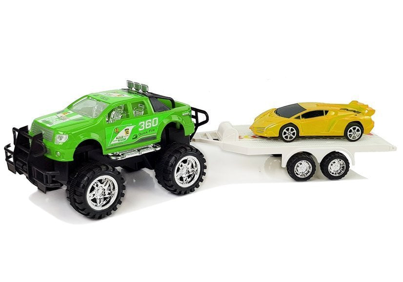 Conjunto veículos carros desportivos amarelo off-road verde fricção