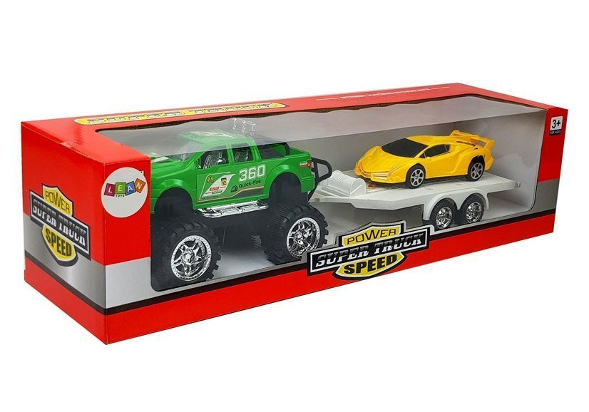 Conjunto veículos carros desportivos amarelo off-road verde fricção