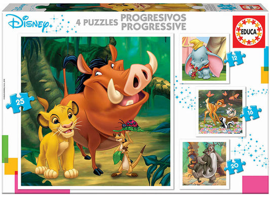 4x Puzzle Progressivo Disney Animais