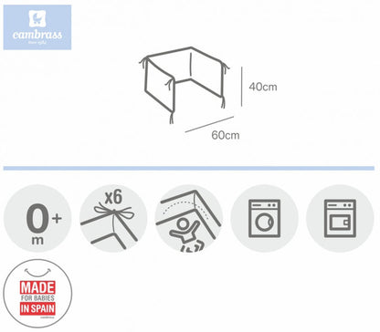 CAMBRASS - PROTETOR PARA CAMA DE GRADES 60 ( 60) 60x40 CM SMOOTH E CINZA