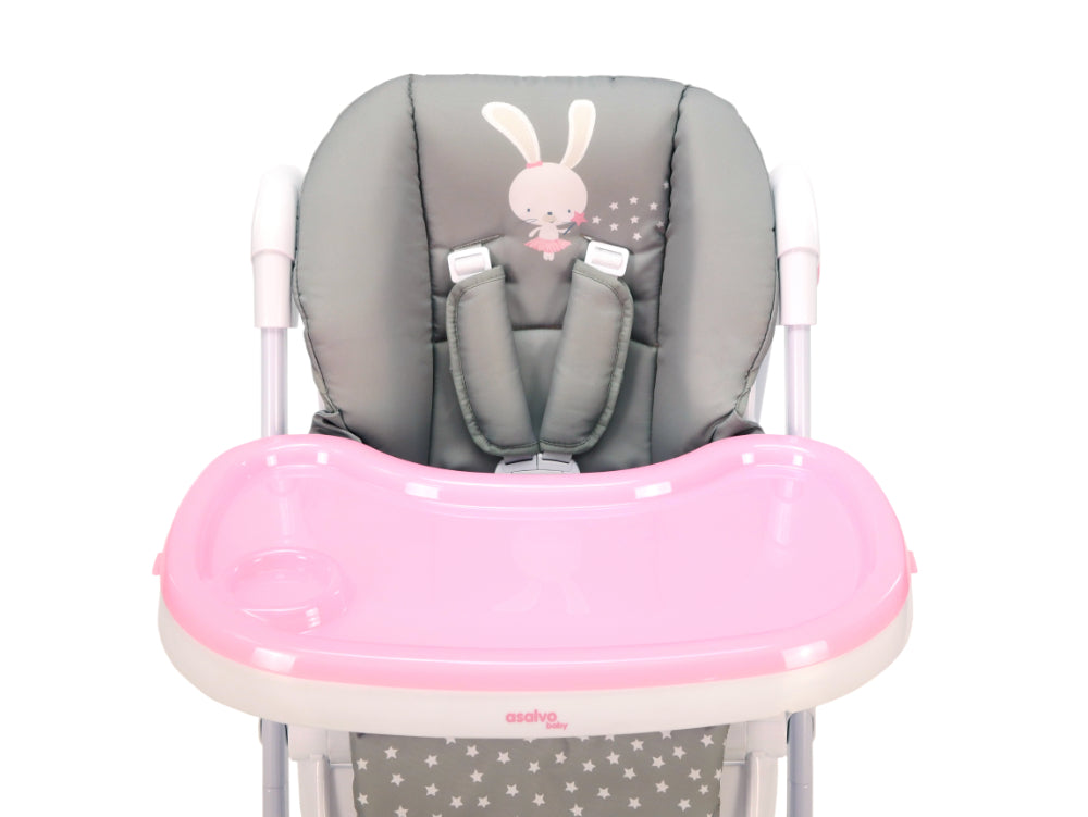 Cadeira da papa Asalvo Chef Baby Rabbit Pink