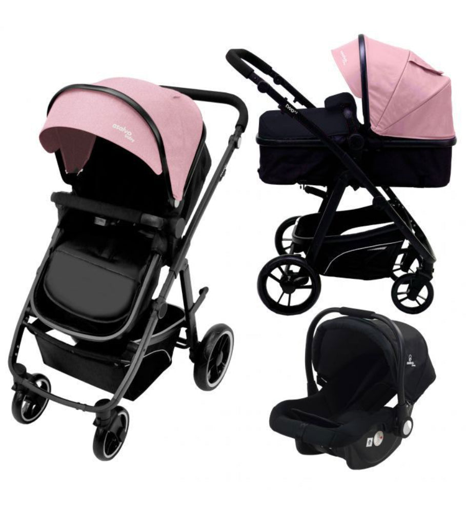 Carrinho de bebé 3 em 1 Asalvo Two + 2 Pink