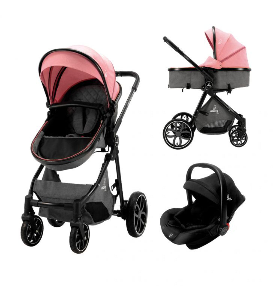 Carrinho de bebé 3 em 1 Asalvo Sidney 2 Pink