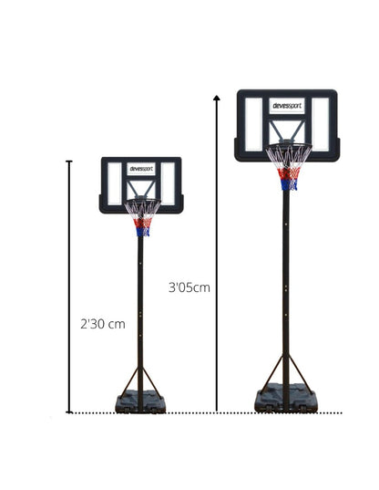 Cesto de basquetebol regulável 230 x 305 cm