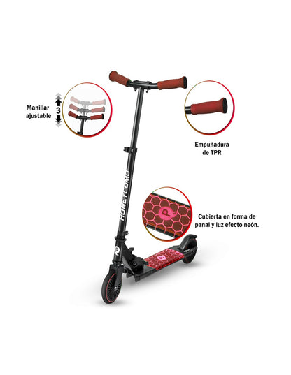 Scooter com luzes LED Qplay Honey Comb Red