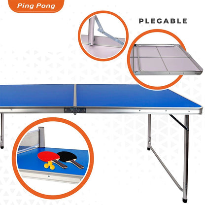 Mesa dobrável de Ping Pong 120 x 60 x 70 cm com raquetes e bolas