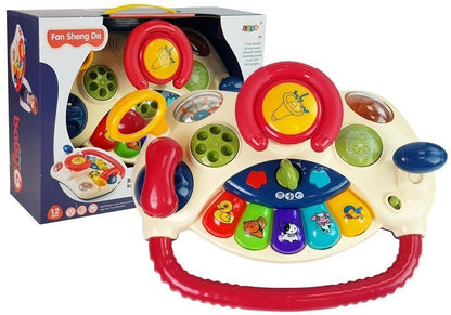 Volante interativo para bebé com piano, sons de animais e telefone
