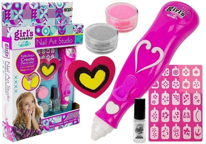 Conjunto manicure com dispensador verniz glitter