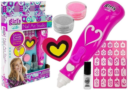 Conjunto manicure com dispensador verniz glitter