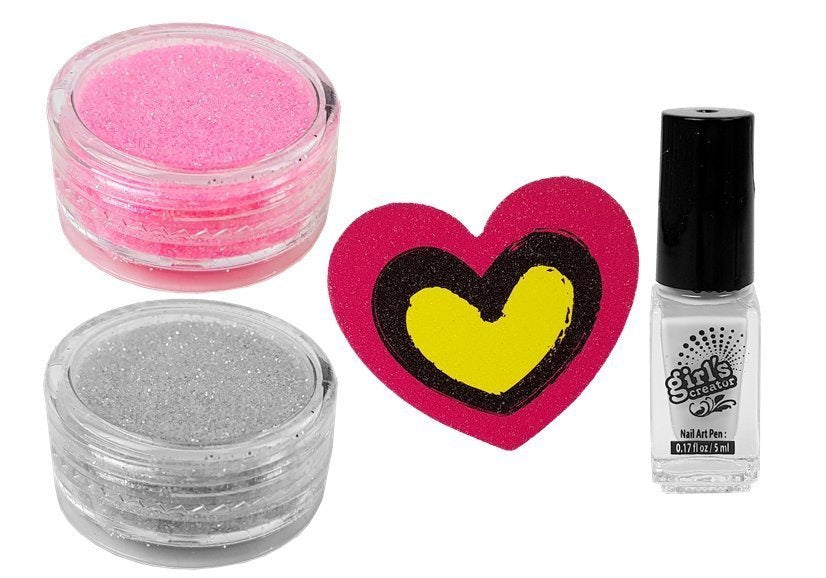 Conjunto manicure com dispensador verniz glitter