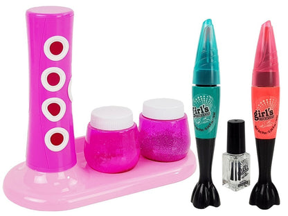 Conjunto manicure com dispensador verniz glitter e autocolantes coloridos