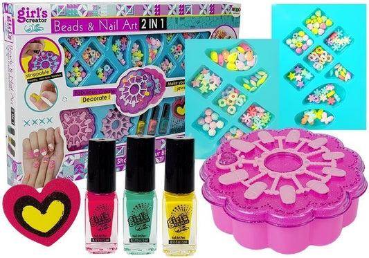 Conjunto 2 em 1 pulseiras + manicure contas e vernizes