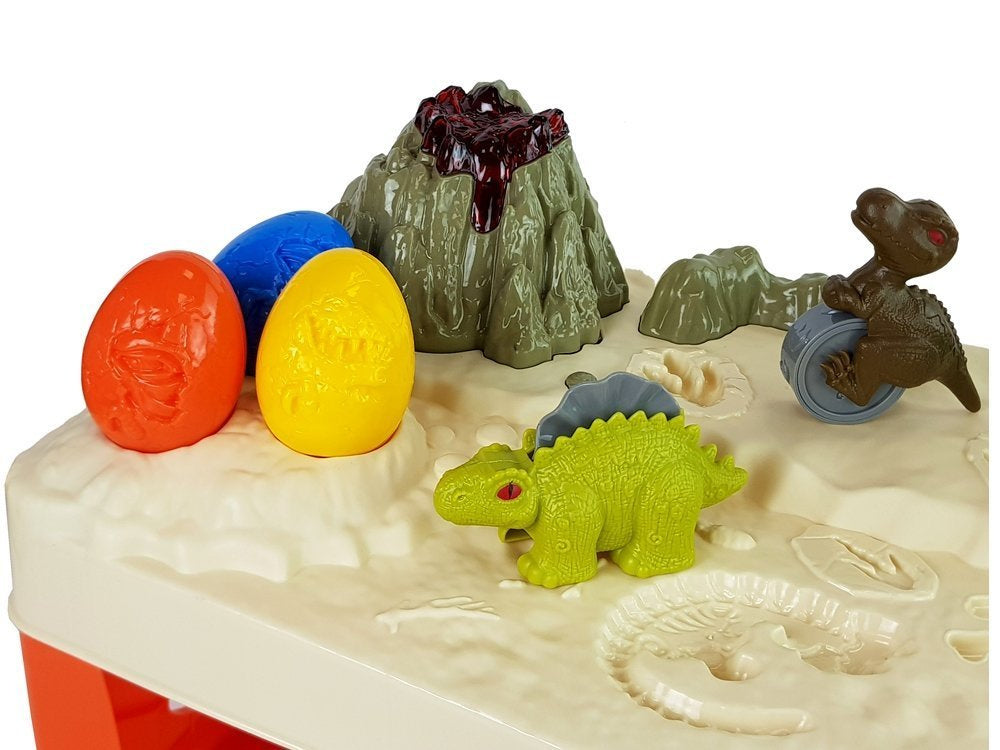 Mesa plasticina dinossauros vulcão lava luminosa