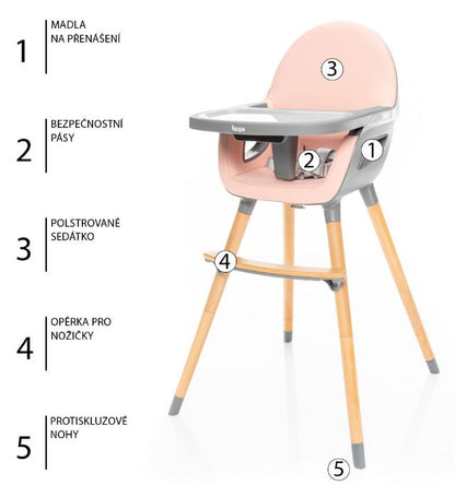 Cadeiras da papa Zopa Dolce 2 Blush Pink/Grey