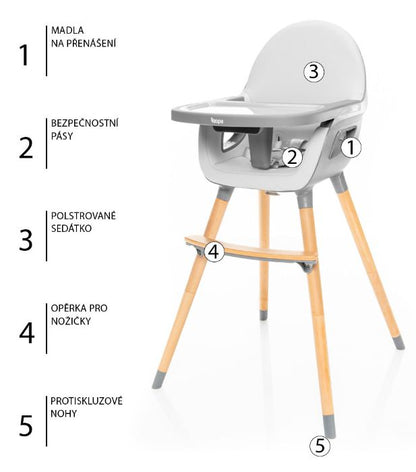 Cadeira da papa Zopa Dolce 2 Dove Grey/Grey