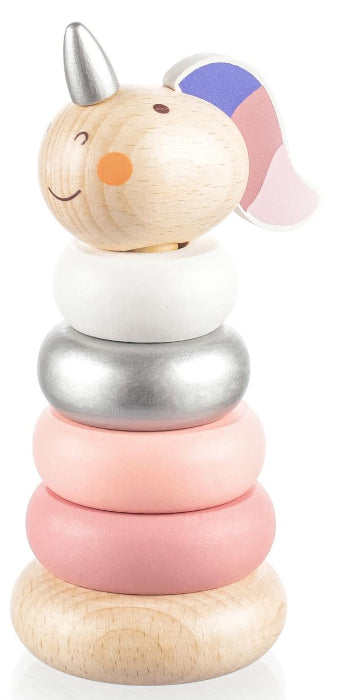 Anéis de encaixe Unicórnio de madeira Zopa Pink