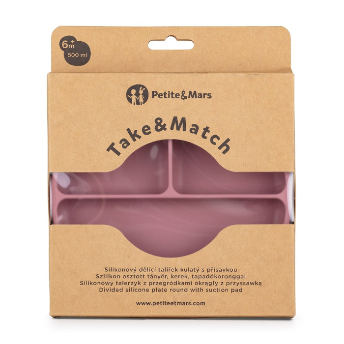 Prato redondo de silicone dividido Petite&Mars Take&Match Dusty Rose