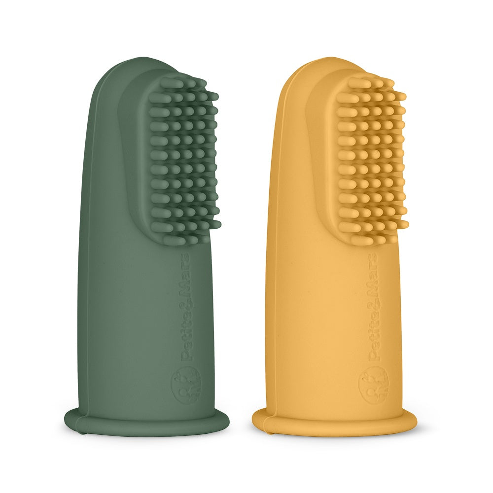 Escovas de dente de silicone Petite&Mars Ochre&Green