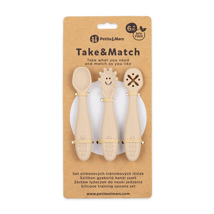 Conjunto de colheres de silicone 3 peças Petite&Mars Take&Match Desert Sand