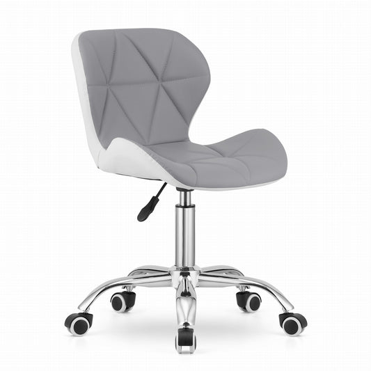 Cadeira de escritório AVOLA ergonómica em pele sintética cinzento e branco