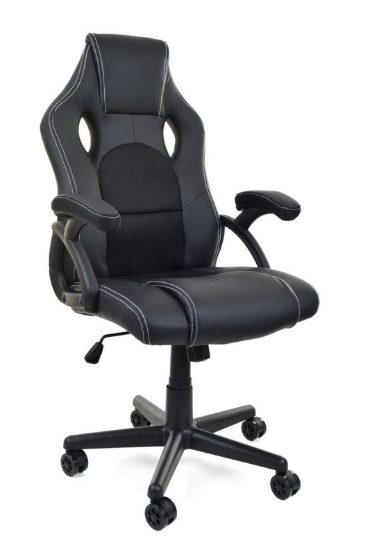 Cadeira gaming em pele sintética preta