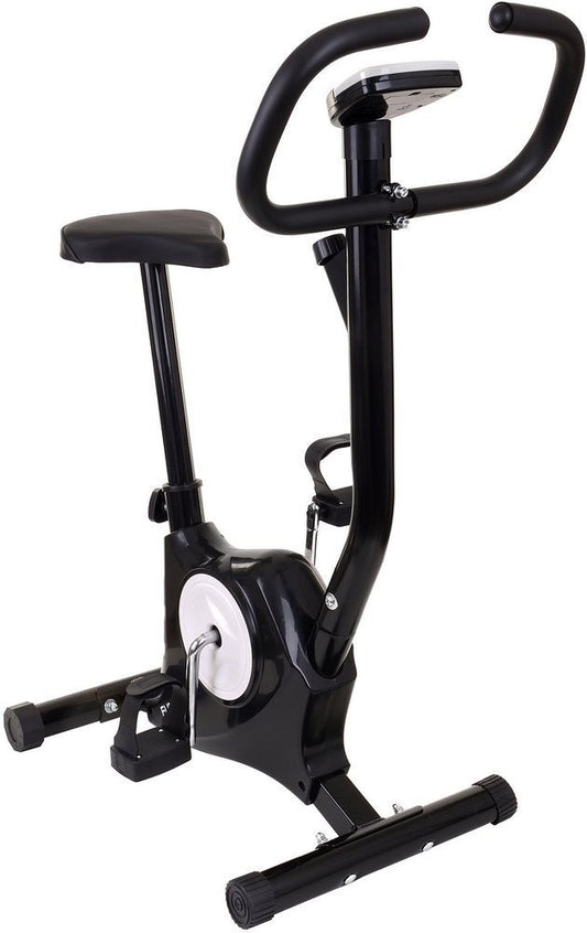 Bicicleta estática com resistência mecânica preta