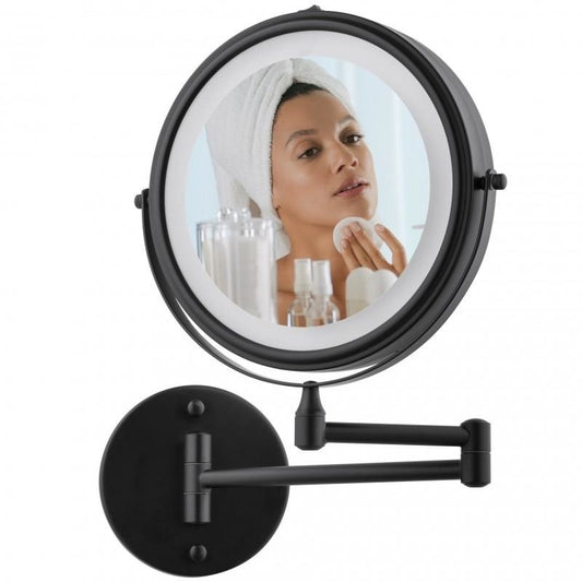 Espelho de maquilhagem com luz 20 cm preto com braço articulado