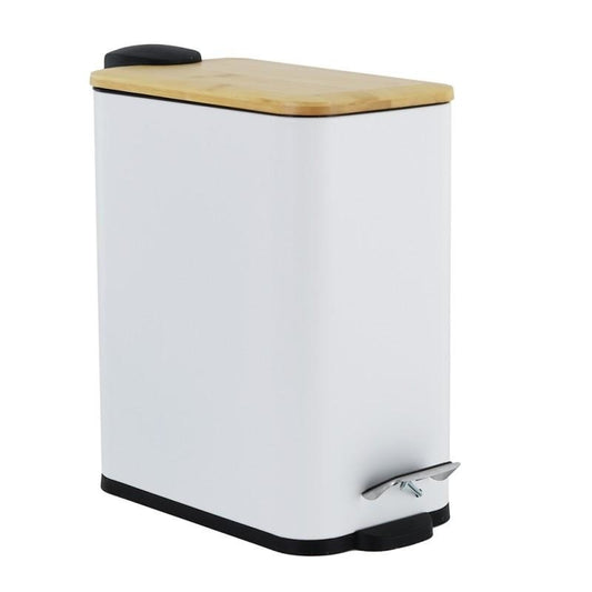 Balde com pedal 5 L em bambu branco