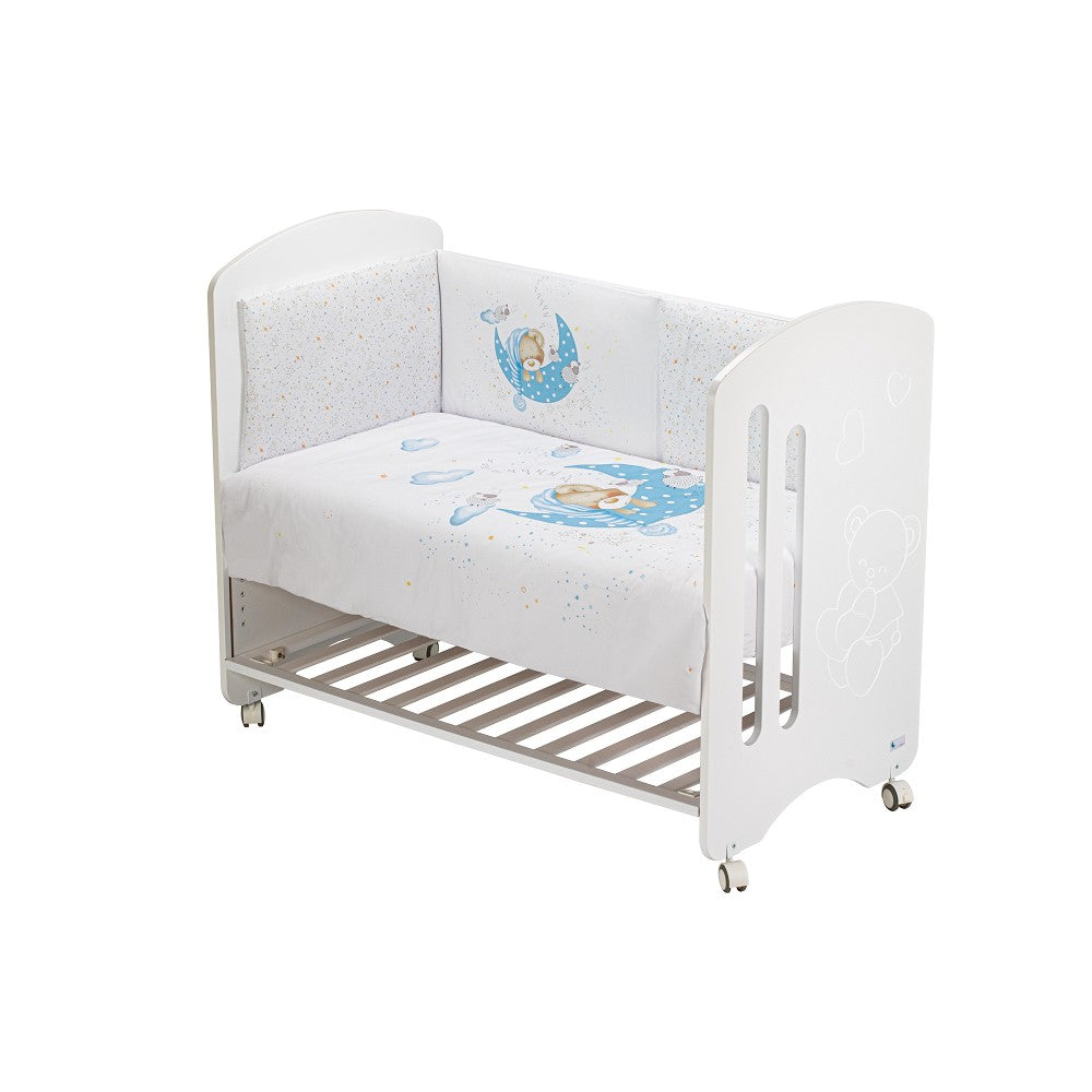 Conjunto 2 Pçs Amovivel (Colcha+Protetor De Cama) Bear Sleeping Azul Interbaby