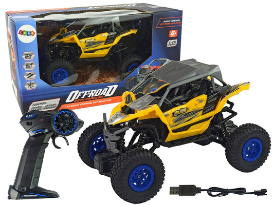 Carro telecomandado off-road 2.4GHz amarelo 1:16