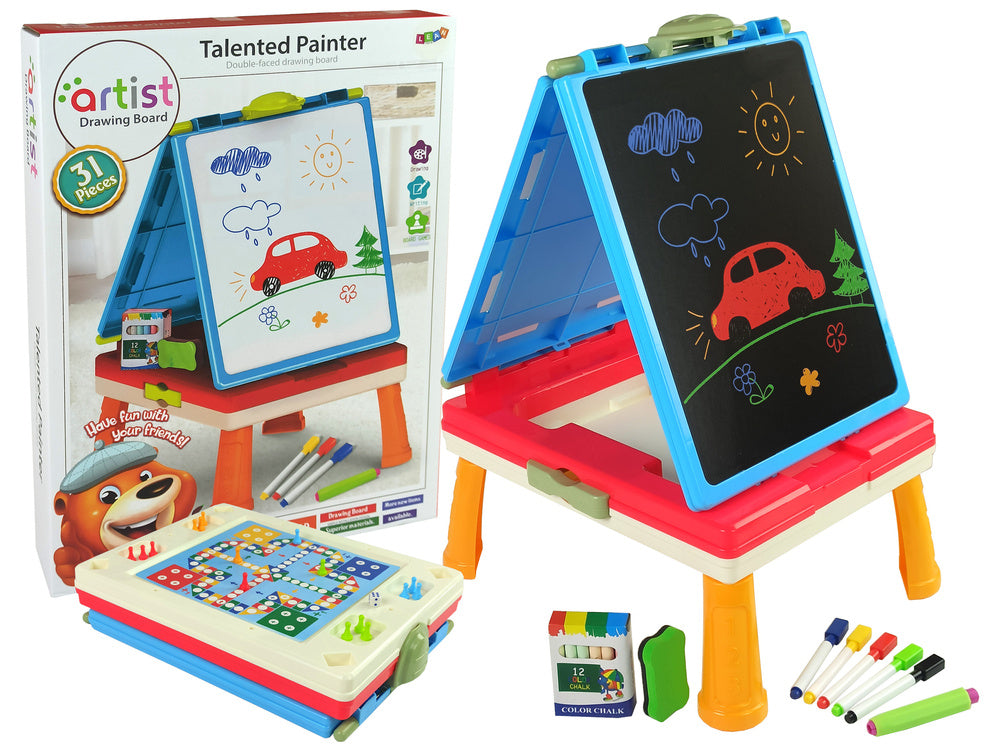 Quadro magnético giz mesa azul 3 em 1