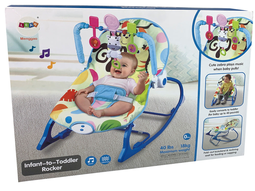 Cadeira balanço 2 em 1 zebra azul som vibração