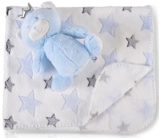 Cobertor de bebé com brinquedo Cangaroo Bear blue