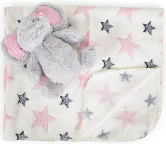 Cobertor de bebé com brinquedo Cangaroo Elephant pink