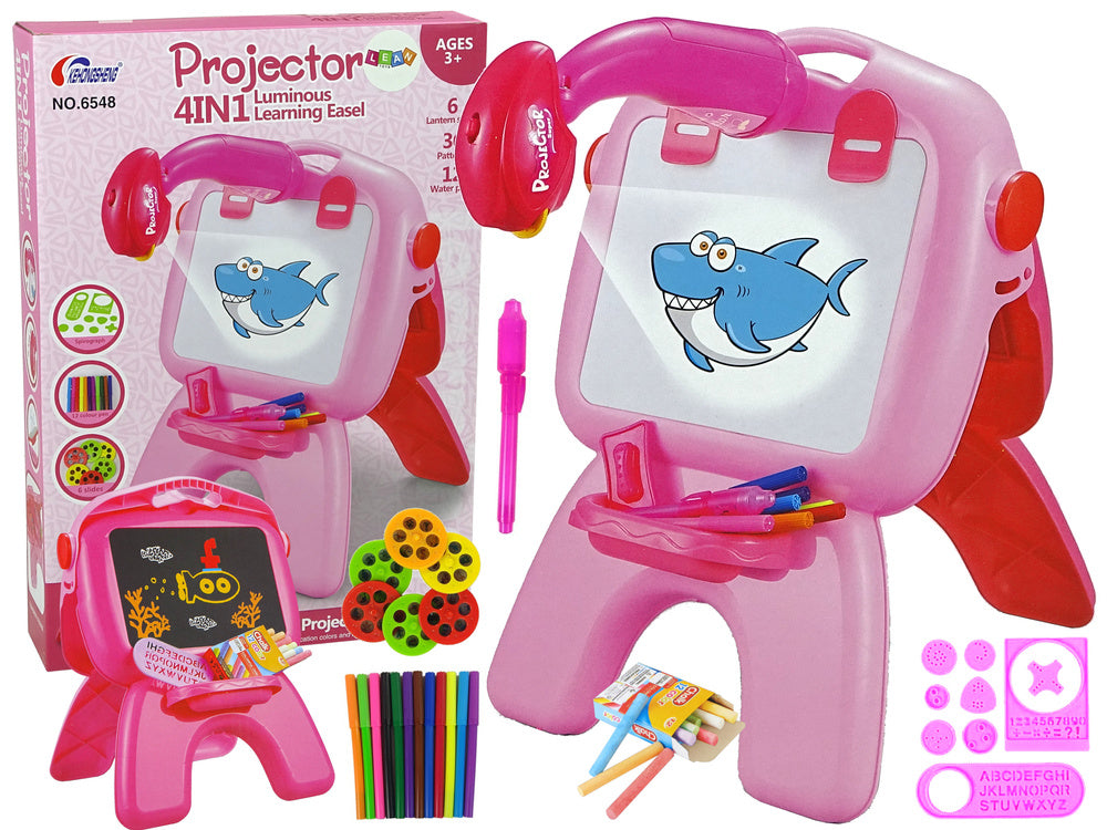 Quadro dupla face giz marcadores projetor rosa