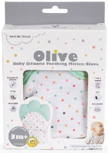 Luva mordedor de silicone Cangaroo Olive mint
